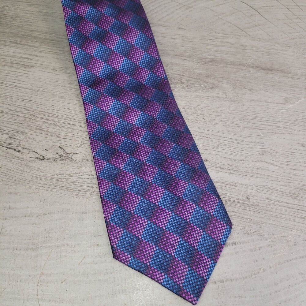 Geoffrey Beene Mens Necktie Tie Silk Purple Blue Made In USA